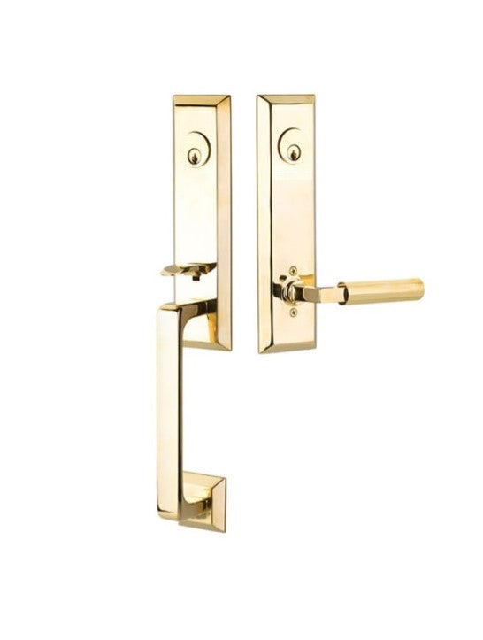 Emtek Transitional Heritage Monolithic Brass Tubular Entry set with Spoke Knob