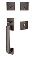 Emtek Baden Brass Tubular Entry set with Select L-Square Hammered Lever