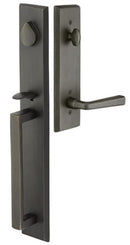 Emtek Rustic Modern Rectangular Full Length Tubular Handleset with Aurora Lever