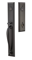 Emtek Jefferson Brass Tubular Entry set with Old town Glass Knob