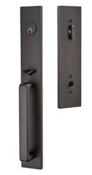Emtek Lausanne Brass Tubular Entry set with Hammered Lever