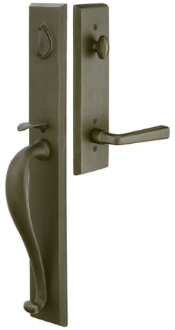 Emtek Rectangular Full Length Tubular Handleset with Georgetown Glass Knob