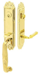 Emtek Ribbon & Reed Brass Tubular Entry set with Select L-Square Tribeca Lever