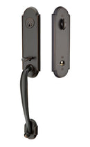 Emtek Richmond Brass Tubular Entry set with Select T-Bar Hammered Lever