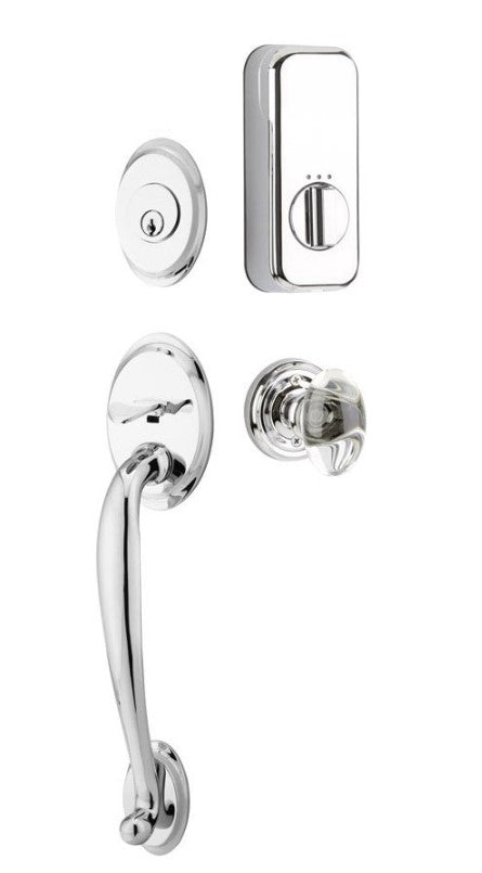 Emtek Single Cylinder Saratoga Handleset EMPowered Motorized Smart Lock Upgrade With Spoke Knob