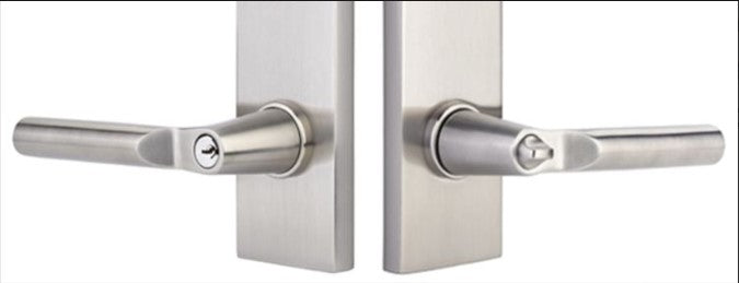 Emtek Hanover Key In Lever Lockset Single Cylinder with modern rectangular Rosette