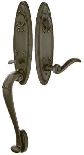 Emtek Tuscany Monolithic Tubular Handleset with Hampton Glass Knob