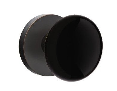 EMTEK Modern Brass Ebony Knob with Disk Rosette