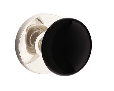 EMTEK Modern Brass Ebony Knob with Disk Rosette