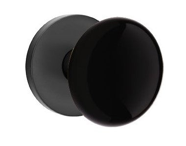 EMTEK Modern Brass Ebony Knob with Disk Rosette