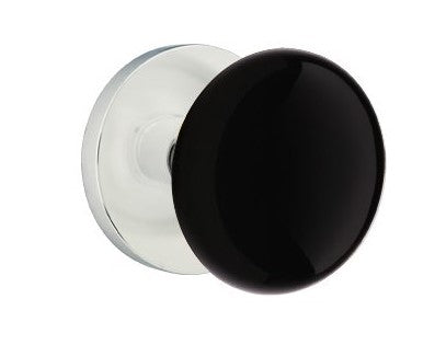 EMTEK Modern Brass Ebony Knob with Disk Rosette