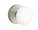 EMTEK Modern Brass Ice White Knob with Disk Rosette