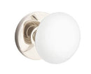 EMTEK Modern Brass Ice White Knob Concealed Screw with Disk Rosette