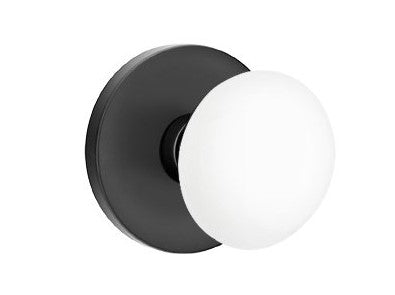 EMTEK Modern Brass Ice White Knob with Disk Rosette