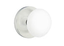 EMTEK Modern Brass Ice White Knob Concealed Screw with Disk Rosette