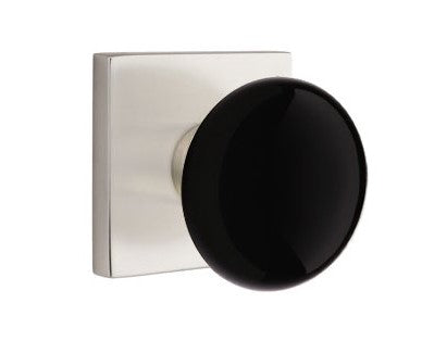 EMTEK Modern Brass Ebony Knob Concealed Screw with Square Rosette