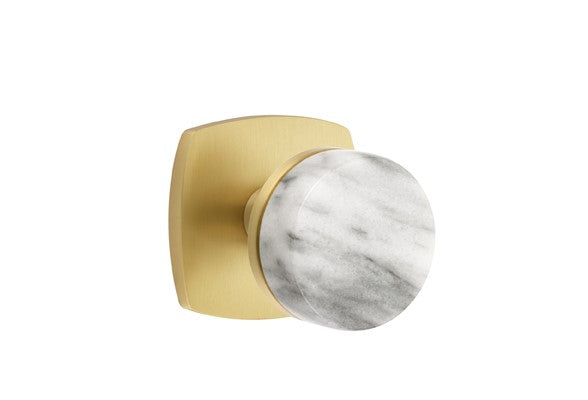 Emtek Select Conical White Marble Knob Concealed Screws with Urban Modern Rosette