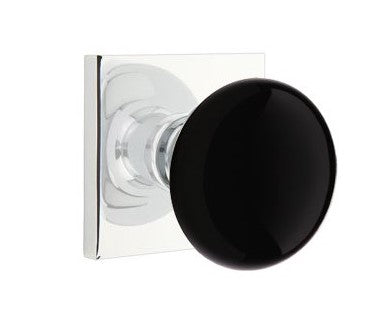 EMTEK Modern Brass Ebony Knob with Square Rosette