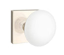 EMTEK Modern Brass Ice White Knob Concealed Screw with Square Rosette