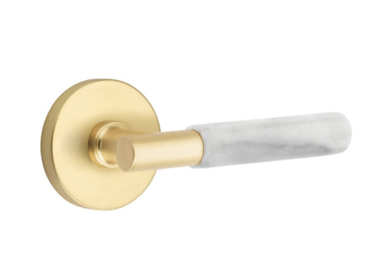 Emtek Select T-BAR White Marble Lever Concealed Screws with Disk Rosette