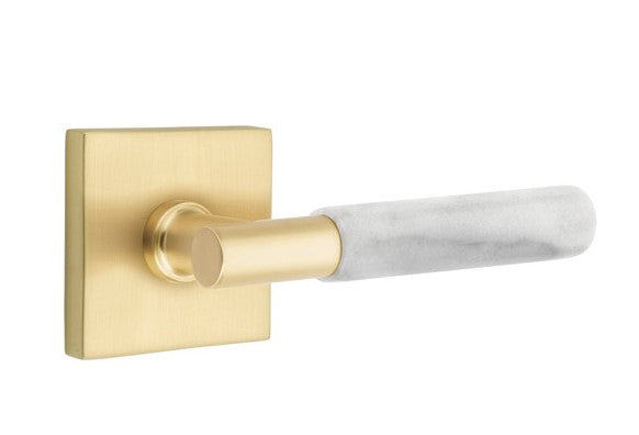 Emtek Select T-BAR White Marble Lever with Square Rosette