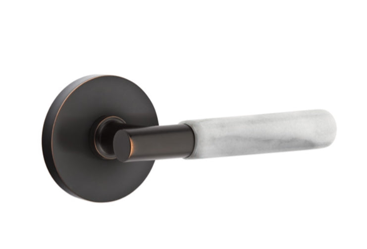 Emtek Select T-BAR White Marble Lever Concealed Screws with Disk Rosette
