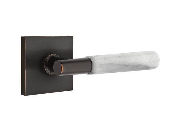 Emtek Select T-BAR White Marble Lever Concealed Screws with Square Rosette