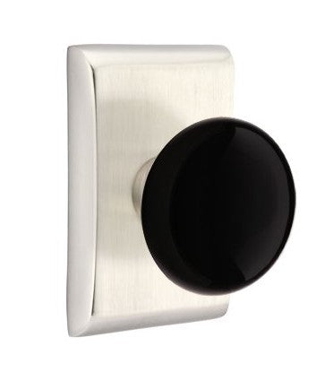 EMTEK Modern Brass Ebony Knob with Neos Rosette