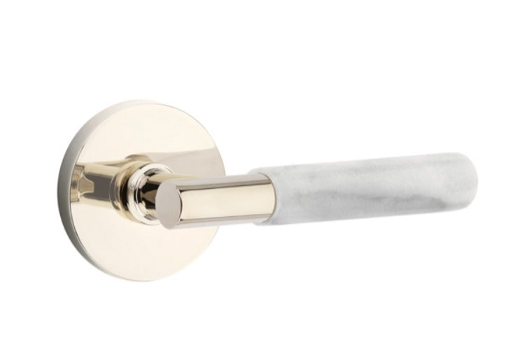 Emtek Select T-BAR White Marble Lever Concealed Screws with Disk Rosette