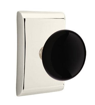 EMTEK Modern Brass Ebony Knob with Neos Rosette