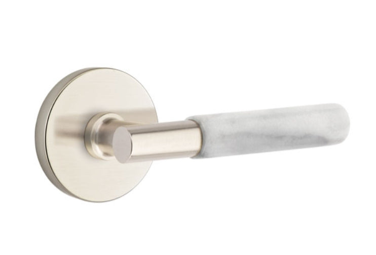Emtek Select T-BAR White Marble Lever Concealed Screws with Disk Rosette