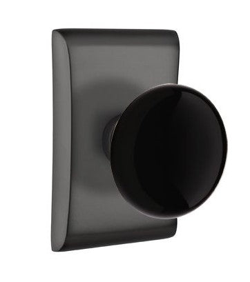 EMTEK Modern Brass Ebony Knob Concealed Screw with Neos Rosette