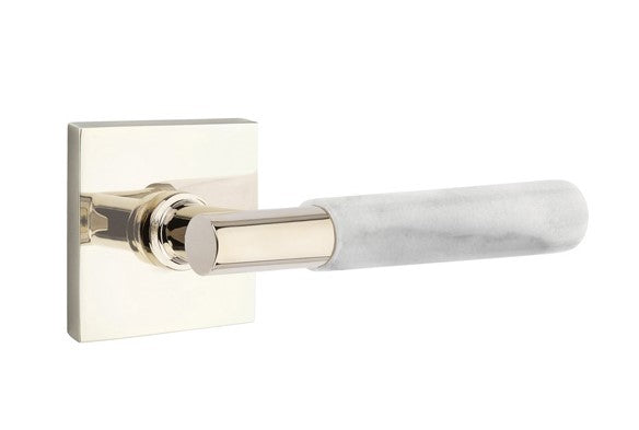 Emtek Select T-BAR White Marble Lever with Square Rosette