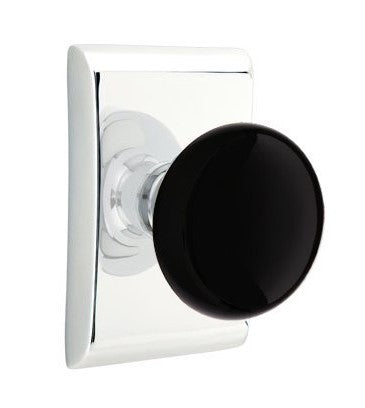 EMTEK Modern Brass Ebony Knob Concealed Screw with Neos Rosette