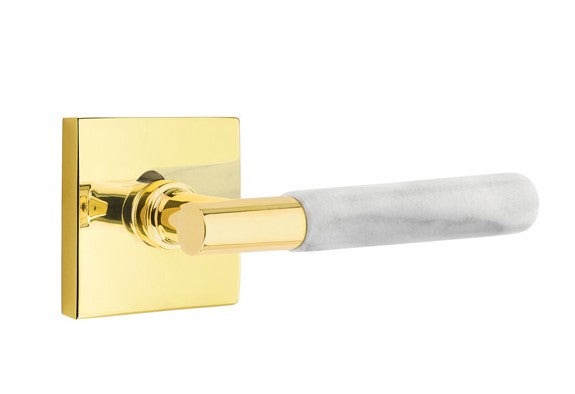 Emtek Select T-BAR White Marble Lever Concealed Screws with Square Rosette