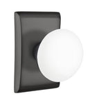 EMTEK Modern Brass Ice White Knob with Neos Rosette