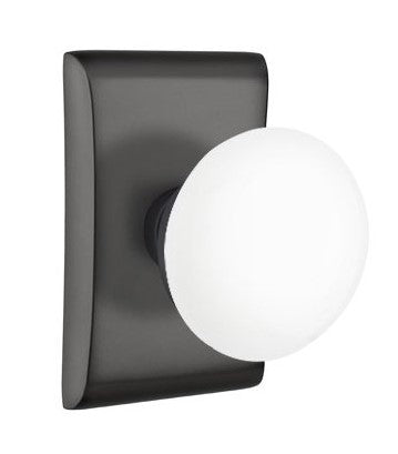 EMTEK Modern Brass Ice White Knob Concealed Screw with Neos Rosette
