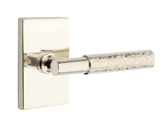 Emtek Select T-BAR Hammered Lever Concealed Screws with Modern Rectangular Rosette