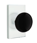 EMTEK Modern Brass Ebony Knob with Modern Rectangular Rosette