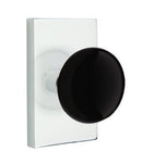EMTEK Modern Brass Ebony Knob Concealed Screw with Modern Rectangular Rosette