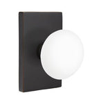 EMTEK Modern Brass Ice White Knob with Modern Rectangular Rosette