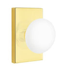 EMTEK Modern Brass Ice White Knob Concealed Screw with Modern Rectangular Rosette