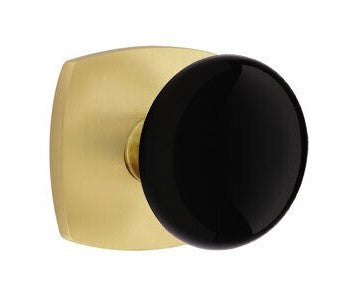 EMTEK Modern Brass Ebony Knob with Urban Modern Rosette