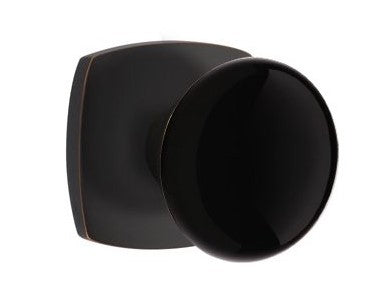 EMTEK Modern Brass Ebony Knob Concealed Screw with Urban Modern Rosette