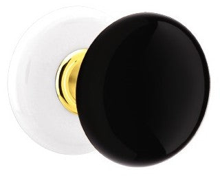 Emtek Ebony Knob With Porcelain Rosette