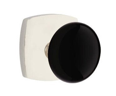 EMTEK Modern Brass Ebony Knob Concealed Screw with Urban Modern Rosette
