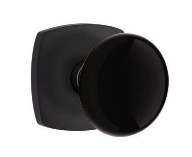 EMTEK Modern Brass Ebony Knob Concealed Screw with Urban Modern Rosette