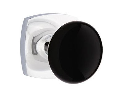 EMTEK Modern Brass Ebony Knob Concealed Screw with Urban Modern Rosette