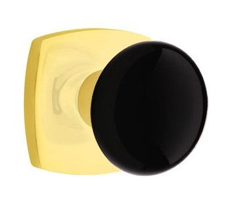 EMTEK Modern Brass Ebony Knob Concealed Screw with Urban Modern Rosette
