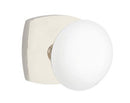 EMTEK Modern Brass Ice White Knob with Urban Modern Rosette